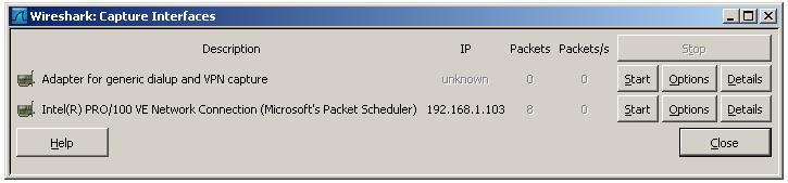 Paso 2: Seleccionar una interfaz para usar para la captura de paquetes a. Inicie la aplicación Wireshark. b.
