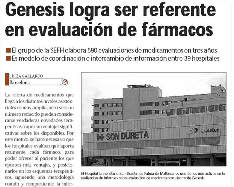 Col.laboració entre hospitals: GENESIS (Grupo de Evaluación de Novedades, Estandarización