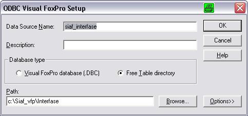 Se visualizará la ventana ODBC Visual FoxPro Setup, en donde se configurará lo siguiente: Data