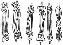 sobre la misma cuerda, sino con otro cabo más corto, los dos chicotes pueden pasarse por la espalda y anudarse. Entonces el chicote de la cuerda se ata en el cruce central.