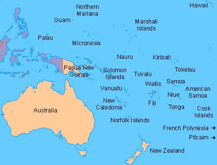 OCEANÍA 9 millones de Km2 (el de menor extensión) 4 Islas de gran tamaño. Australia Nueva Guinea Nueva Zelanda (Isla Norte e Isla Sur) Miles de pequeñas islas agrupadas en 3 archipiélagos: Micronesia.