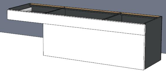 En composiciones con muebles bajos contrapuestos es necesario colocar una o más barras de sujeción para isla.