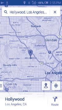 2 Apertura de Google Maps y visualización de Mi ubicación Toque en la pantalla de inicio y, a continuación, toque Maps. Toque el icono del mapa para ver Mi ubicación.