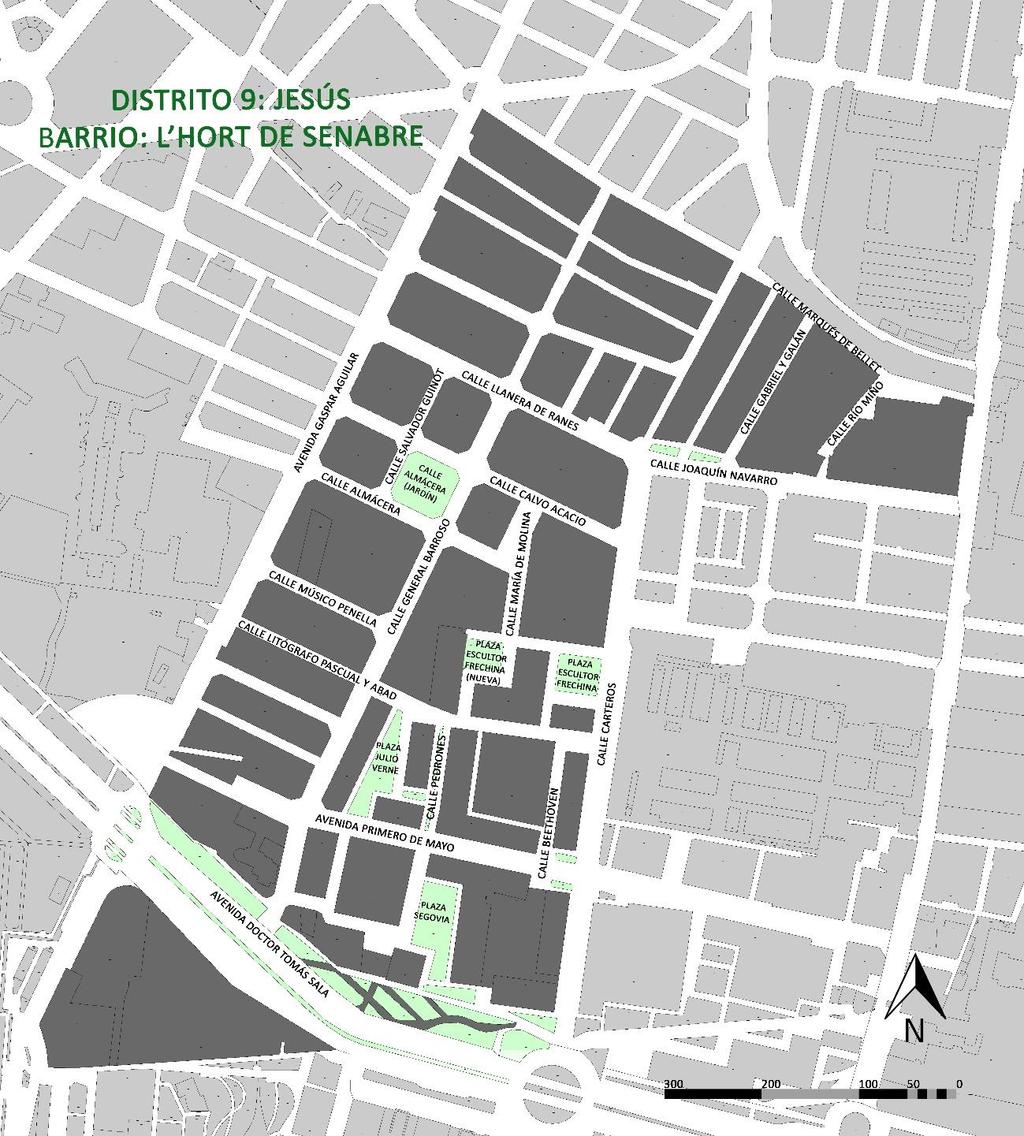 Figura 5: Plano del barrio L Hort de Senabre En la tabla 6 vemos la ficha empleada