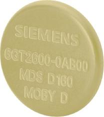 Siemens AG 011 MOBY D Transpondedores (modo ISO) MDS D160 El portador de datos puede utilizarse tanto para el sistema RFID MOBY D como para SIMATIC RF300 (modo ISO).
