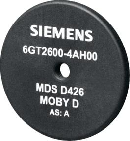 MOBY D Transpondedores (modo ISO) MDS D46 Siemens AG 011 Transpondedor Fijación Montaje sobre metal empotrado en metal MDS D46 Tornillo M4 sí, con distanciador > 5 mm no Datos para selección y