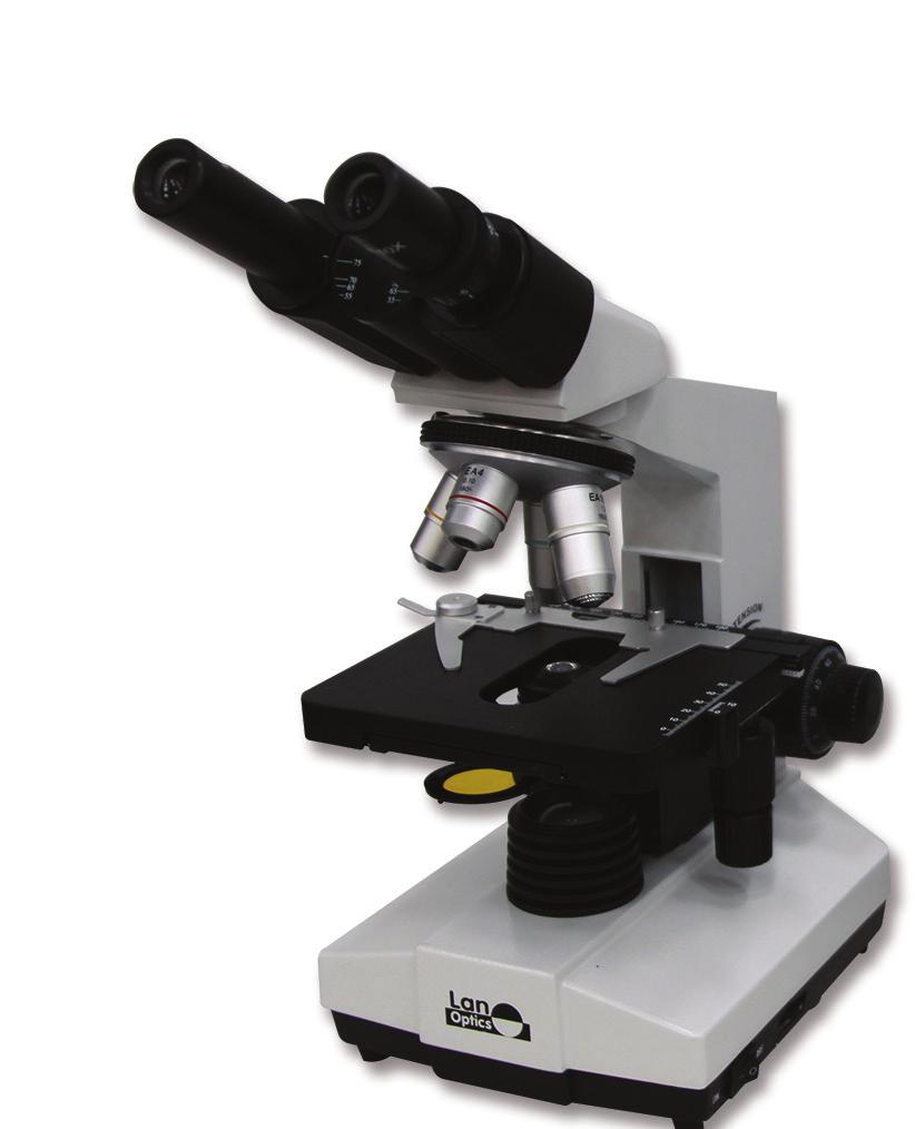 Microscopios biológicos Estativo robusto ergonómico, de gran estabilidad, con mandos macro y micro coaxiales graduados 0,002, con anillo para control de fricción y bloqueo para el límite superior del