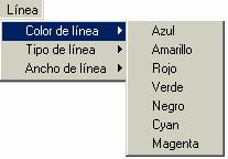 El menú línea es el mismo utilizado en casi todas las ventanas del presente programa y sirve para personalizar de alguna manera el gráfico obtenido.