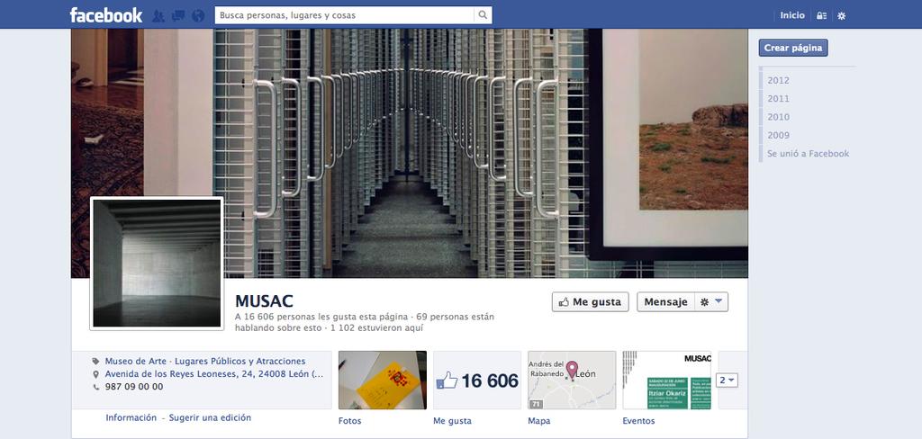 Figura 9. Perfil de MUSAC en la red social Facebook. Fuente: Captura de pantalla Agosto 2011 Las tecnologías antes descritas están cambiando la manera en que los museos interactúan con los visitantes.