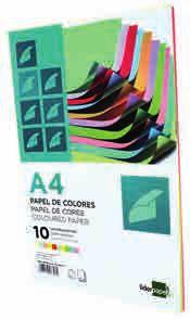 Colores: amarillo, azul, rosa y verde. Din A4. 100 HOJAS 10 COLORES ALEATORIOS REF.
