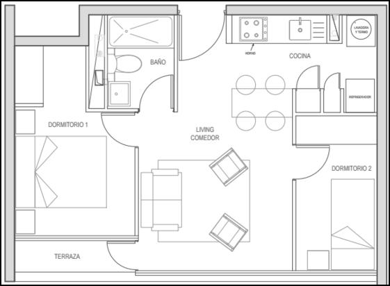 Sup. Interior; 40,18 m2 Sup. Terraza y Logia; 2,40 m2 Sup.
