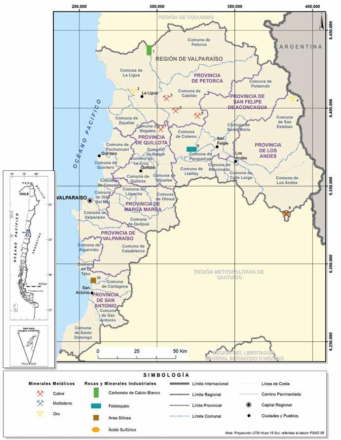 REGIÓN DE VALPARAÍSO (5): Ubicación de principales yacimientos en explotación Capítulo II
