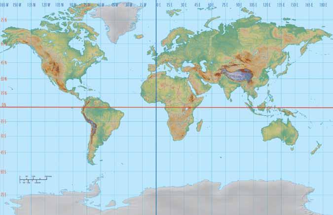 Existen siete continentes. Un mapa del mundo muestra donde se localizan los continentes en relación con los demás y con los oceános.