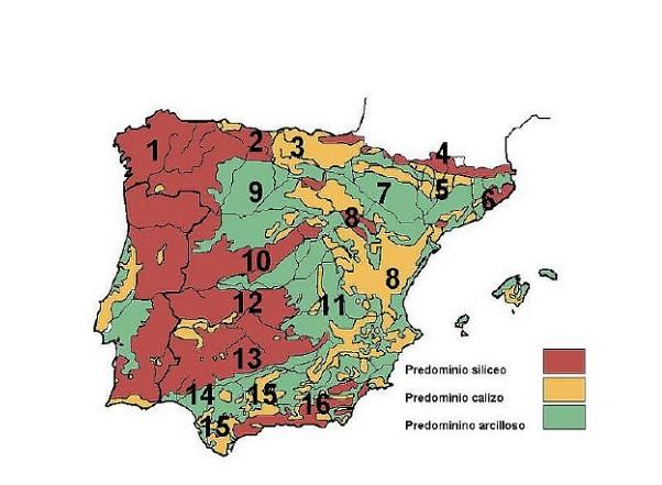 ACTIVIDAD 5. El mapa muestra las unidades litológicas de la Península Ibérica.