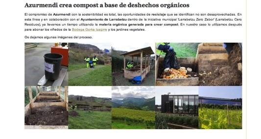 Gran productor Nuevo acuerdo con el Ayuntamiento Personal de Azurmendi lleva el orgánico hasta la huerta, lo vuelca a los cajones y lo cubre con estructurante.