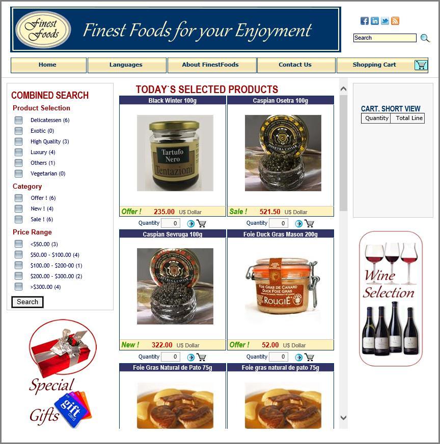 en una tienda online imaginaria que vende productos de alta gama llamada FINEST FOODS.