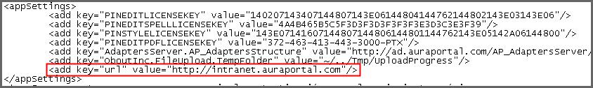 - La Cadena de Conexión a la base de datos indicará la Base de Datos BPMS de AuraPortal, en este ejemplo, www.auraportal.com_bpms.