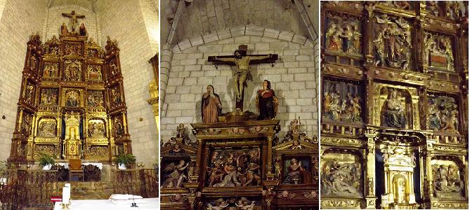❶ Retablo Mayor atribuido al taller de Juan de Beogrant en torno a 1540. ❷ Ático con un Crucificado y la Virgen con San Juan.