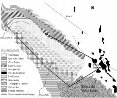 Figura 1. Formaciones geológicas en el Parque Ischigualasto (según: Romer y Jensen, 1966; Alcober, 1999) Figure 1.