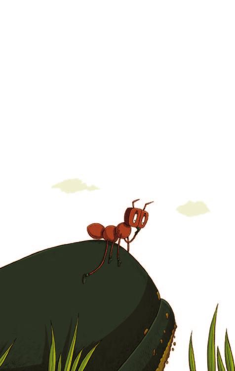 su caída, la hormiga Miga vio que se alejaban del bosque y se metían en una extraña cueva tan negra como la montaña. Una vez en la cueva, la montaña se quedó quieta.