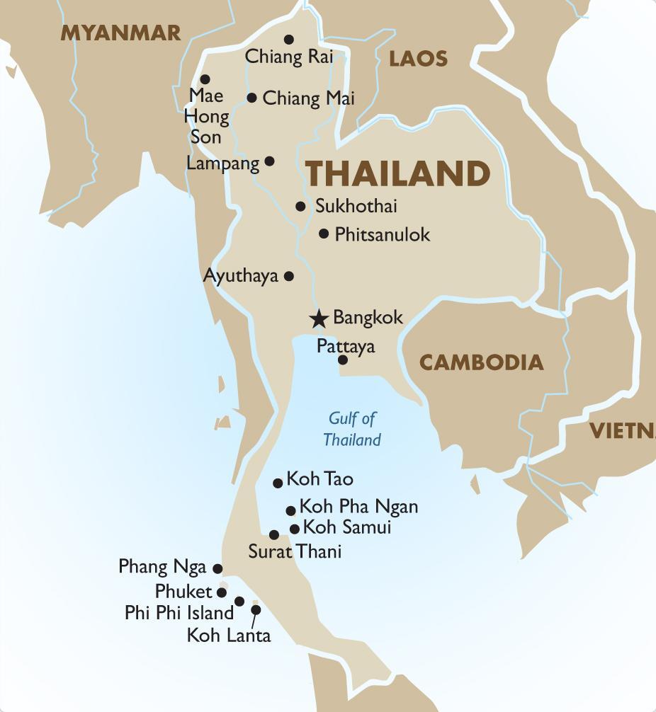 1 El Reino de Tailandia El reino de Tailandia, (en tailandés Ratcha Anachak Thai), país del Sudeste Asiático, que hace frontera con Laos y Camboya al Este, Malasia al Sur y Birmania al Oeste.