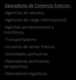 USUARIOS DE COMERCIO EXTERIOR Operadores de Comercio Exterior: -Agencias