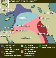 Británicos y franceses acordaron repartirse las posesiones árabes del Imperio Turco (Acuerdo Sykes-Picot, 1916), al que añadieron un nuevo tratado secreto con los italianos