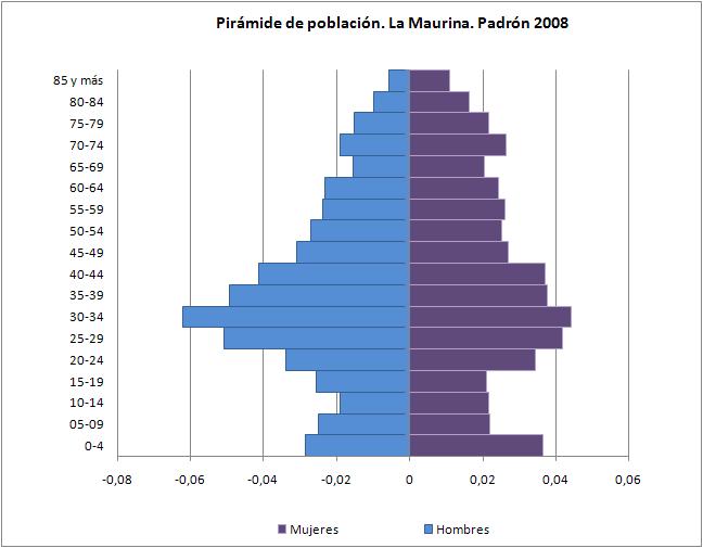 Información demográfica Gráfico 1 Fuente: Padrón 2008, Instituto Nacional de Estadística.