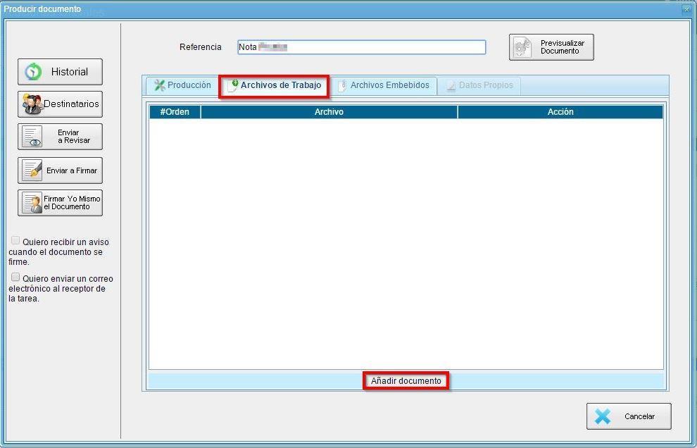 Manual de usuario - CCOO GDEBA 28 Al ingresar en la solapa Archivos de Trabajo, se muestra la siguiente pantalla donde el usuario podrá seleccionar archivos.