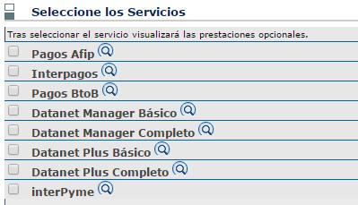 PASO 2 Contratación de servicios A continuación, deberá seleccionar el/los servicio/s que desea contratar.