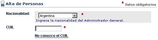 Si desconoce el CUIL de la persona, haga clic sobre el título No conozco el CUIL que visualiza en pantalla y accederá a una página
