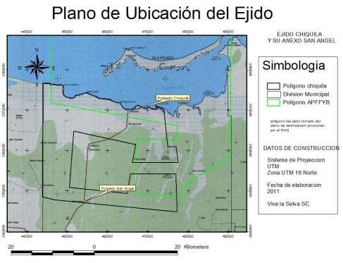 Plano de macrolocalización del ejido Chiquilá y su anexo