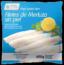 Varitas de Merluza Hake Sticks Producto de pescado con forma rectangular, elaborado con filetes de merluza y cubierto con un