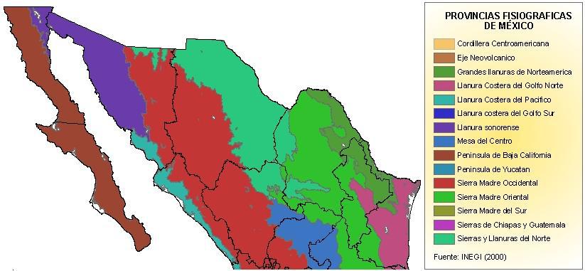 En México existen 15 provincias fisiográficas, de