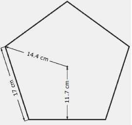 Considera que las otras medidas son: base de cada triángulo = 1 dm, altura de cada triángulo = 1.6 dm, lado del pentágono = 1 dm A) 0.7 dm B) 1.3 dm C) 1.6 dm D) 2.3 dm 3.