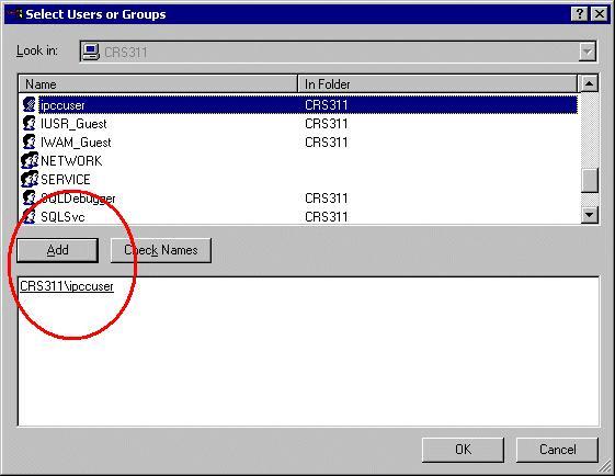 8. Haga clic en OK. 9. El tecleo crea, para acabar. Asigne los permisos a la parte del DESKTOP_CFG 1. En escritorio del IPCC Express Server, haga clic con el botón derecho del ratón el mi PC. 2.