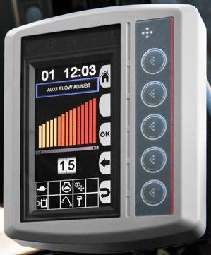 mandos, el acoplamiento rápido hidráulico y la visibilidad del medidor de combustible se activan con tan solo pulsar un botón.