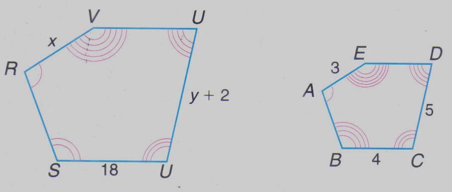El polígono RSTUV es semejante al polígono ABCDE Encuentra el factor escala del polígono RSTUV al