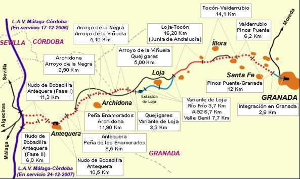 La construcción de la Línea de Alta Velocidad entre Antequera y Granada está incluida en el Plan de Infraestructuras, Transporte y Vivienda (PITVI 2012-2024), como parte del Plan Sectorial