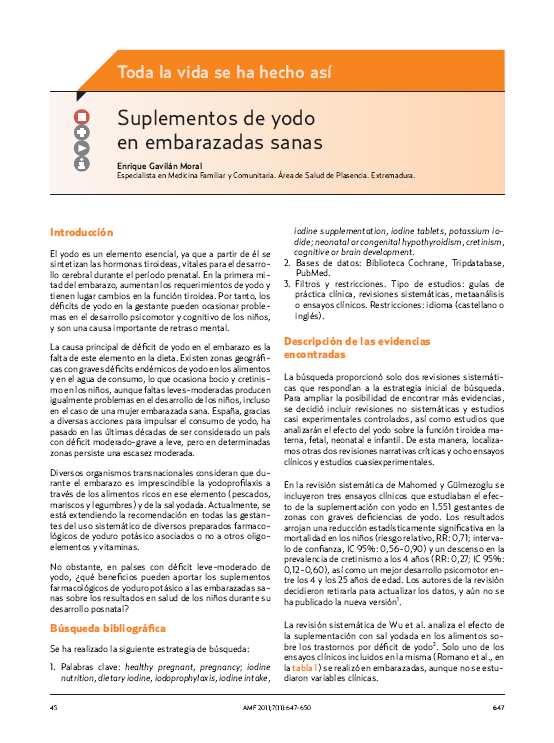 Resultados: Suplementación con yodo (Mahomed 2006 y Wu 2002) Zonas con graves deficiencias de yodo (Nueva Guinea y Zaire).