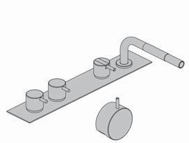 Combinaciones premontadas para bañera BK4 Mezclador doble mando de bañera para uso con A24 y mezclador con ducha de mano. Conjunto completo con anclaje de soporte, caja de registro y conexiones. 2.
