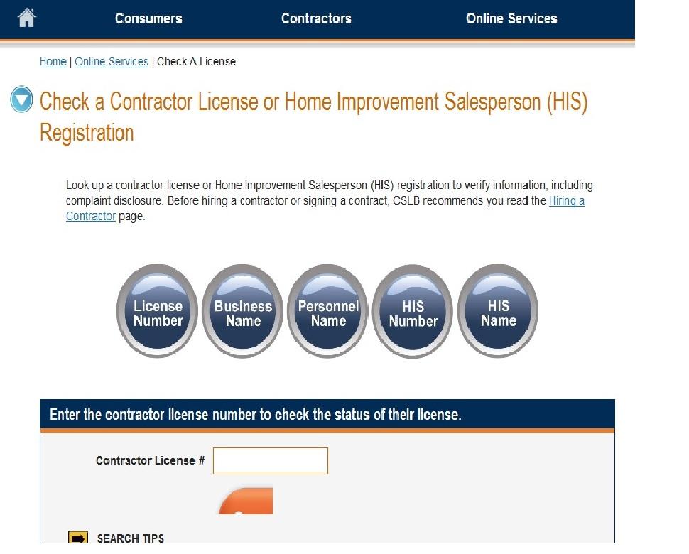 State Contractors License Board https://www2.cslb.ca.