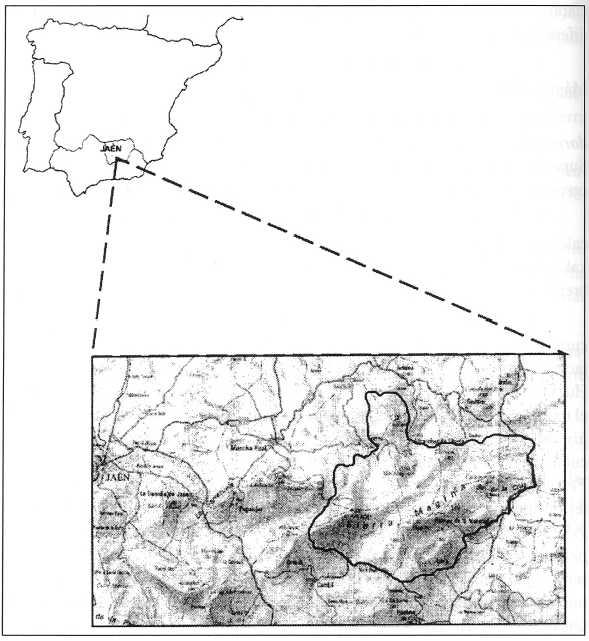 FIGURA 1. Localización del Parque Natural de Sierra Mágina (Jaén). Location of Natural Park of Sierra Mágina (Jaén). CLASE ROSMARINETEA OFFICINALIS Rivas-Martínez, T.E. Díaz, F. Prieto.