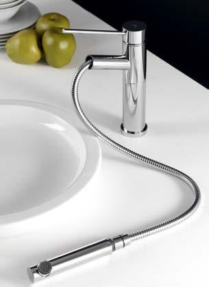 MONOBLOCK Faucets with two controls, one for regular hot water and another for cold water, organic shapes and clean lines.