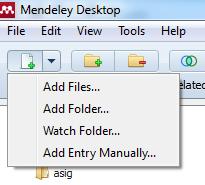 Mendeley Desktop: importación - Añadir archivos guardados en el ordenador - Añadir carpetas con documentos de nuestro ordenador.