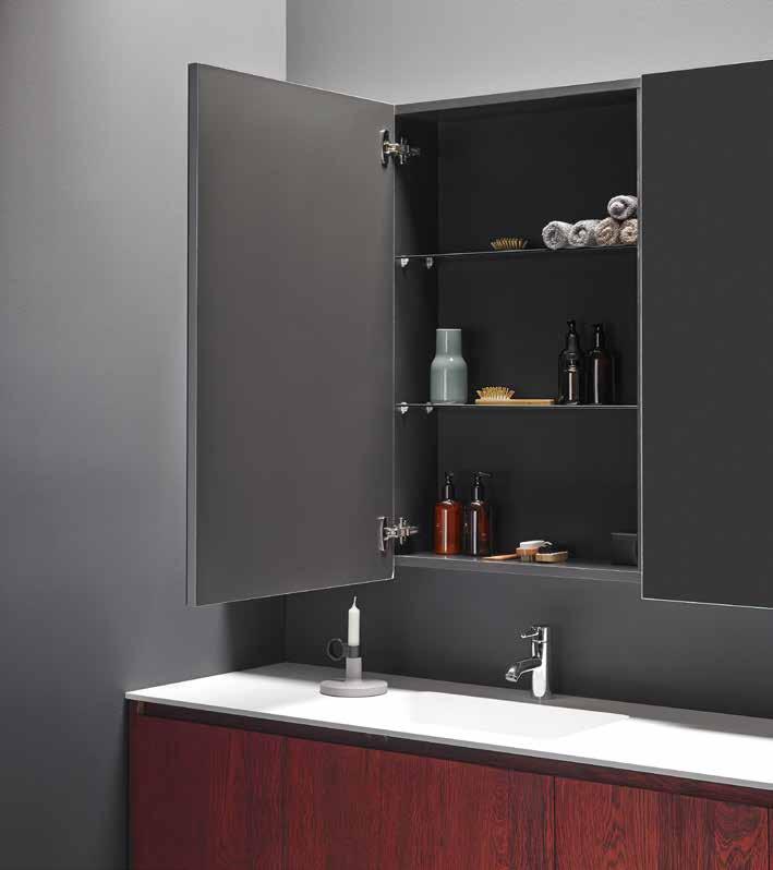 186 Composition of cabinet mirrors (ST286) between walls in Anthracite high protection finish.