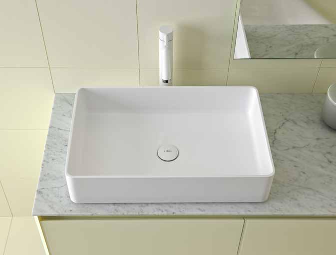 386 glaze GLAZE rectangular top mount or undermount Ceramilux washbasin.