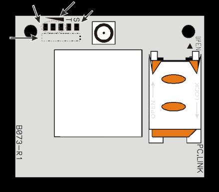 LED DE CONTROL Hay 5 LED sobre la PCB (ver Figura 4); tres verdes (L1, L2 y L3), un LED amarillo (L4) y un LED rojo (L5), que señalan la conexión, la transmisión, las condiciones de mal