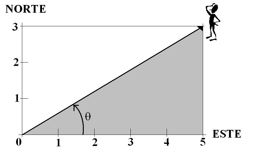 4 La magnitud de la hipotenusa de un triángulo rectángulo se puede determinar aplicando el teorema de Pitagora: C = (5m) 2 + (3m) 2 = 34 = 5, 83m La dirección es el ángulo respecto a un eje definido.