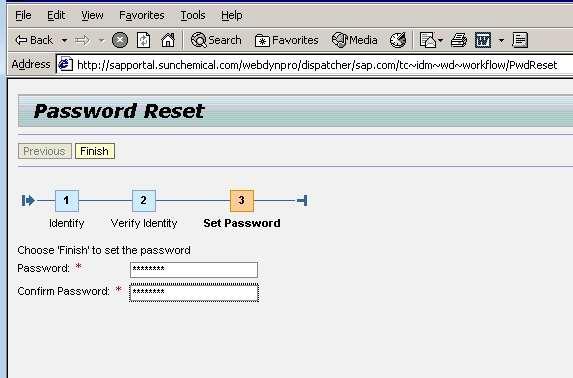 3.3 Configuración de Contraseñas Ingrese la nueva contraseña en los campos de "Password" (Contraseña) y haga clic en el botón "Finish" (Finalizar).